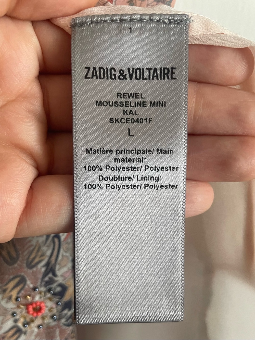 Zadig & Voltaire Blush Floral Tie-Neck Rewel Mousseline Mini Dress. NWT - Picture 13 of 16